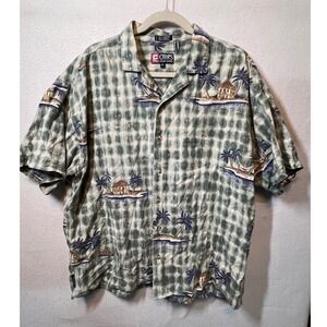 Chaps Ralph‎ Lauren XL Button Up Shirt Palm Tree Island Vacation Camp